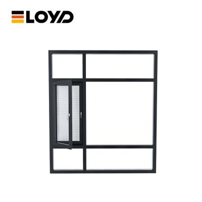 China Insect Control Black Double-Layer Hollow Glass Aluminum Casement Windows Replacement For Hotel for sale