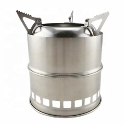China Hot Sale Stainless Steel Portable Outdoor Camping Mini Wood Stove for sale