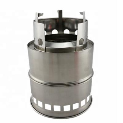 China Hot Sale Stainless Steel Portable Outdoor Camping Mini Wood Stove for sale