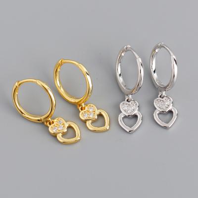 China 925 Jewelry Sterling Silver Earring CZ Love Lead Free Nickel Free Navigation Dangle Earring for sale