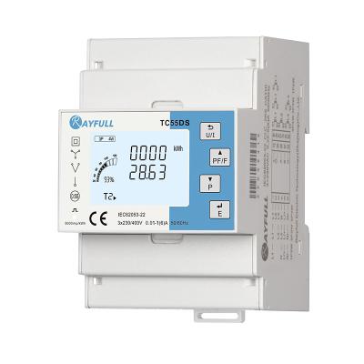 China Rayfull TC55DS Three Phase DIN Rail Dual Sources RS485 Modbus Energy Meter for EV Charging TC55DS for sale