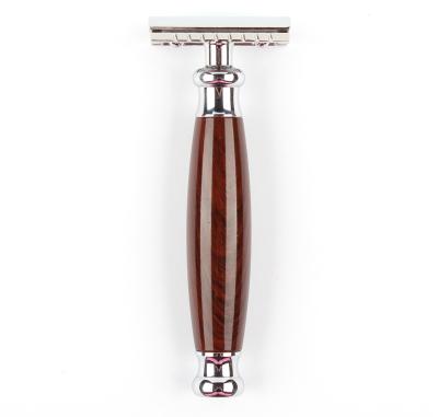 China Zinc Alloy Razor Head One Blade Razor Double Edge Safety Razor Brown Resin Single Handle Metal Zinc Alloy Butterfly Shape for sale