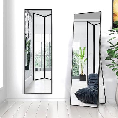 China HD mirror safe glass with stainless factory direct low price stainless steel frame alloy dressing mirror floor position full body mirror for sale