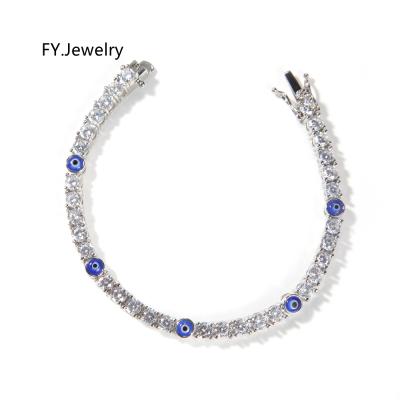 China Hiphop New Arrival Blue Eye Bracelet Turkish D.C.A. CZ Anklet Chain Iced Out Tennis Bracelets Women Wholesale Jewelry for sale
