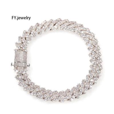 China Hiphop Cuban Anklet Bracelet 9mm Iced Out Cuban Link Bracelets CZ Hitter Hip Hop Jewelry NEW For Women Men for sale