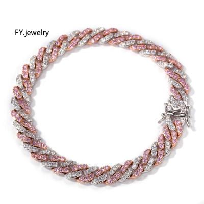 China Hiphop Women's Hip Hop CZ Miami Cuban Rose Gold Platinum Two Tone Bracelet Iced Out Bling Girls Jewelry for sale