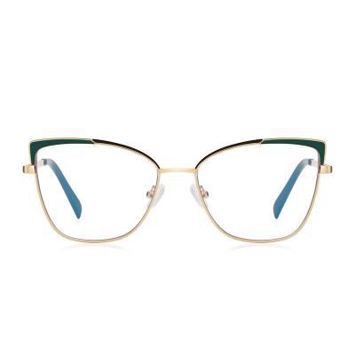 China Fashion anti blue light glasses Cat Eye Metal Frame Eyeglasses Frames Stock Blue Light Blocking Glasses Customized Logo For Women for sale