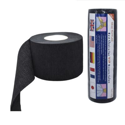 China Black Disposable Comfortable Ruffles Barber Neck Paper Roll Crepe Paper Salon Hairdressing for sale