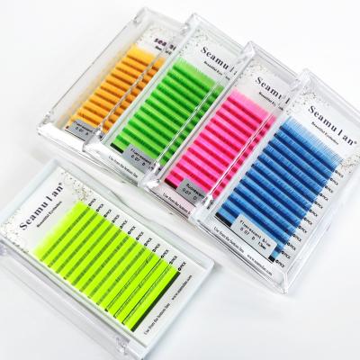 China Natural Soft Wholesale Cruelty Free False 3D Tapered Lashes Natural Mink Silk Eyes Lashes Color Extension Trays With Multi Color for sale