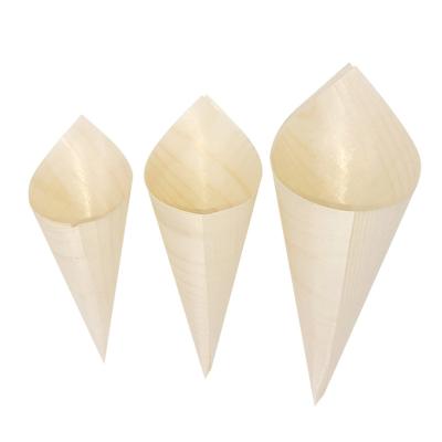 China Disposable wooden stocked ice cream cone holder, wooden ice cream cone for sale