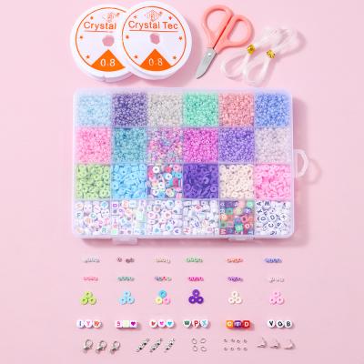 China Environmental Friendly Wholesale 24 Grids Round Clay Beads Letter Spacer Beads Kit For DIY Jewelry Making Mini Glass Seed Beads Set for sale