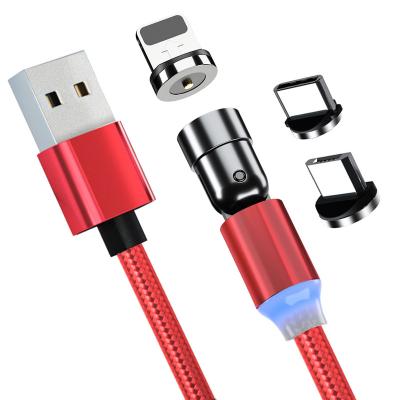 China Multi Function Magnetic Cable 360 Charging Cable 360 Rotation 180 3 In 1 Magnetic Phone USB Charger Cable Compatible With IOS Micro USB C 1M 2M for sale