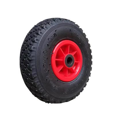 China 10 Inch 3.00-4 Flat Free Inflatable Hand Truck Wheel Air Rubber Tire 3.50-4 Wheel For Pneumatic Lawn Mower Wheelbarrow Other Wheel for sale