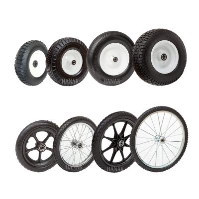 China America hot sale flat free polyurethane foam puncture proof wheelbarrow bicycle wheels and tires for lawn mower and mobile equipment for sale