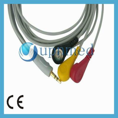 China Holter One piece 3-lead ECG Cable with leadwires for sale