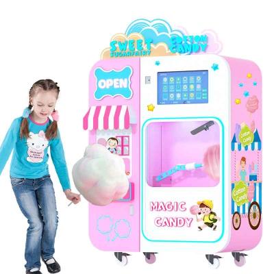 China Commercial Supplying New Fully Automatic Green Cotton Candy Tending Smart Vending Machine for sale
