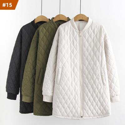 China New design 3xl-6xl fall winter waterproof jackets for women Midi plaid baseball jacket cotton coat outwear woman plus size jackets and coats for sale