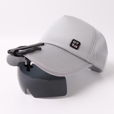 China breathable & 2022 Newest Design Uv400 Waterproof Outdoor Clip Sun Visor Baseball Cap Reversible Hat Sunglasses for sale