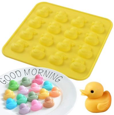 China Mini Size Rubber Duck Viable Silicone Mold 16 Cavity Non-Stick Food Grade Silicone Mold For Chocolate Candy Jelly Ice Cube for sale