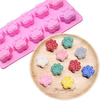 China 10-Cavity Chocolate Paw Mold Puppy Cat Paw Viable Silicone Molds Non Stick 3D Paw Baking Mold For Cakes Cookies Candy for sale