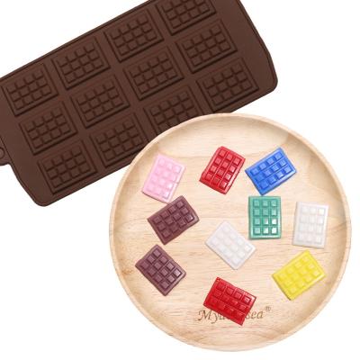 China Durable 12-Cavity Break Apart Non-Stick Reusable Chocolate Molds DIY Baking Molds Waffle Chocolate Molds Silicone Candy Molds for sale
