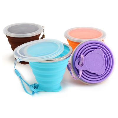 China Low price viable portable silicone factory folding travel cups 270ml water tea cup silicone folding camping cup for sale