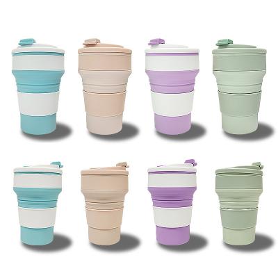 China New Design Sustainable 350ml 500ml Outdoor Easy To Carry Fold Toothbrush Cup Holder Travel Camping Silicone Water Cups for sale