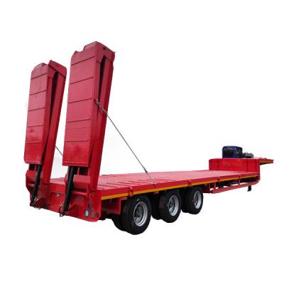 Китай 30 тонн 3 оси Custom Lowboy Trailers Тип плоской палубы с пружинной подвеской продается