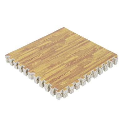China Wooden Interlocking EVA Foam Grain Floor Mat Exercise Puzzle Mat Soft Gym Tiles for sale
