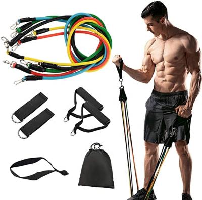 China Yoga Sports Exercise Professional Home Fitness Resistance Tubes With 11pcs Handles Resistance Band With Hook for sale