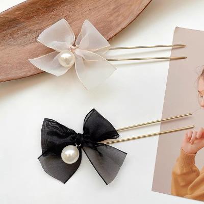 China New Fashionable U Shaped Bow Hair Fork Alloy Beads Retro Hair Accessories For Parties And Festivals for sale