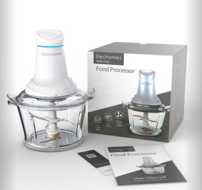 China Hotel Food Cleaver - Elechomes 1.8L Glass Bowl Food Processor with 4 Titanium Coated S-Blades, 2 Speed Option with 300W Motor for sale