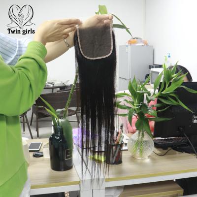 China Wholesales 100% Unprocessed Cutilce Full Human Hair Aligned Cambodian Natural Black Straight Swiss Hair Closure 4*4 Lace Closure for sale