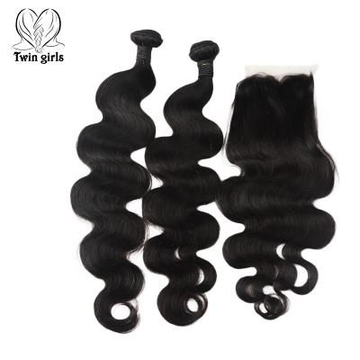 China 100% Natural Wavy Swiss Lace Closure 4*4 Body Hair Black Body Hair Raw Brazilian Hair Extension Cabelo Humano Lace Closure for sale