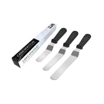 China Sustainable Three Piece Baking Set Stainless Steel Spatula Cake Butter Decorating Knife for sale