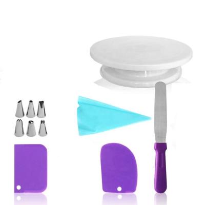 China Viable Set 14-Piece Cake Turntable Decorating Mouth Combination Egg Beater Cake Bakeware for sale