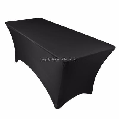 China Oilproof 8ft Spandex 6ft Stretch Table Cover Rectangular Table Cover For Wedding Event Hotel for sale