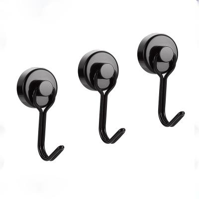 China Round Rotatable 360 Degree Strong Magnetic Absorption Iron Stone NdFeB Magnet Neo Metal Industrial Punch Free Magnetic Hook Set for sale