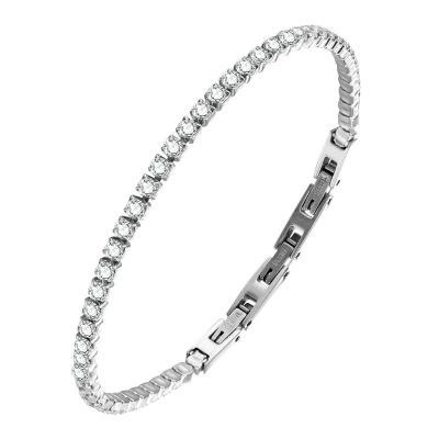 China Non Tarnish Wholesale Fashion Jewelry Zircon Diamond Tennis Chain Stainless Steel Bracelets For Women for sale