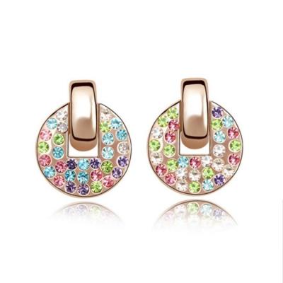 China Non Tarnish CZ Pave Crystal Round Gold Plated Stud Earrings Designer Jewelry Fashion Jewelry For Women 2021 for sale