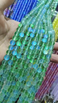 China Green matte mermaid glass round bead for making crafts for sale