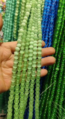 China 4/6/8/10/12mm round beads grass green cat eye for sale