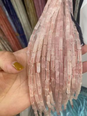 China 4x13 Tube Rose Quartz bead for sale
