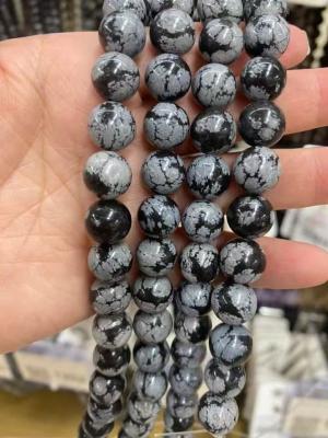 China gemstone round beads Snowflake Obsidian for sale