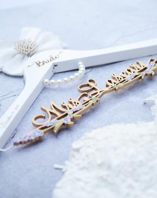 China Custom made wedding dress hanger with bride name and date, bridal hanger, bridal shower gift for bride or groom for sale