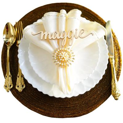 China Custom Personalized Wedding Place Cards , Laser Cut Wooden Names for sale