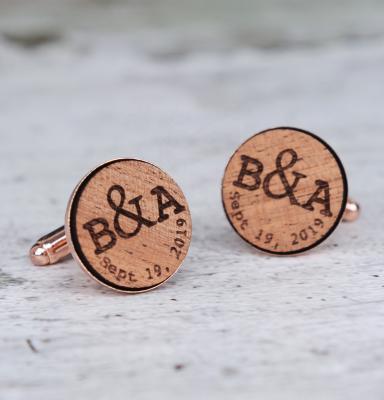 China Custom Made Wedding Cuff Links Made of Natural Wood, Wedding Gift for Groom Groomsman CL007 for sale
