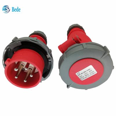 China 3P+N+E Industrial Plug & Socket 5 Pins IP67 AC220-415V 16 And 32 Amp Docking Type for sale