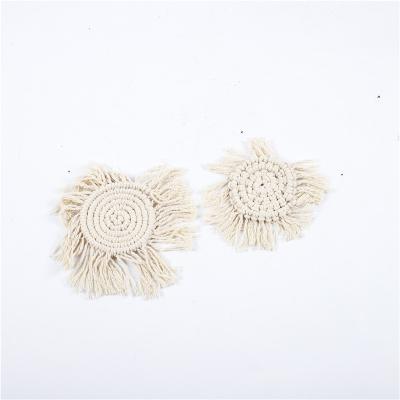 China Handmade Cotton Rope Weave Home Decor Macrame Coaster Cup Mat Mini Nordic Macrame Table Decor Seasonal Viable for sale
