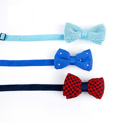 China Classic Dobby Mens Solid Polyester Knit Pretied Bow Ties Adjustable Straps Custom Designs Colorful Wedding Embroidered Red Bow Tie for sale
